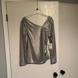Express Shimmering Silver Blouse